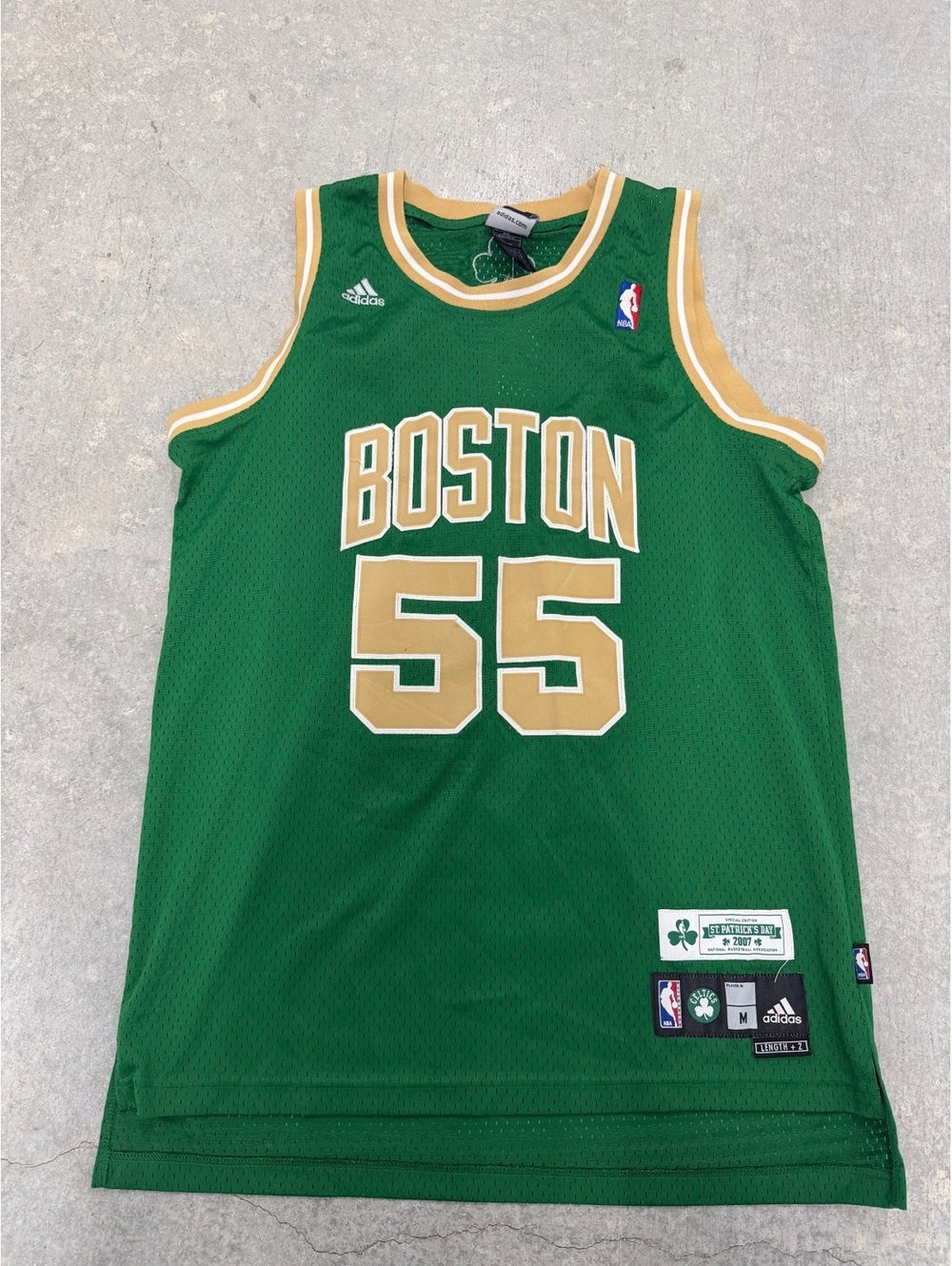 adidas Boston Celtics #55 St. Patrick’s Day Gold Trim Jersey